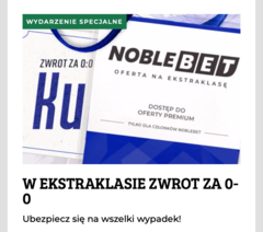 Cashback -zwrot ekstraklasie w NobleBet